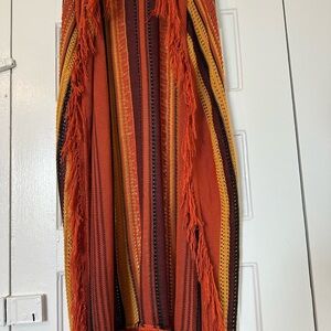 Vintage Striped Fringe duster cardigan in Red and Orange